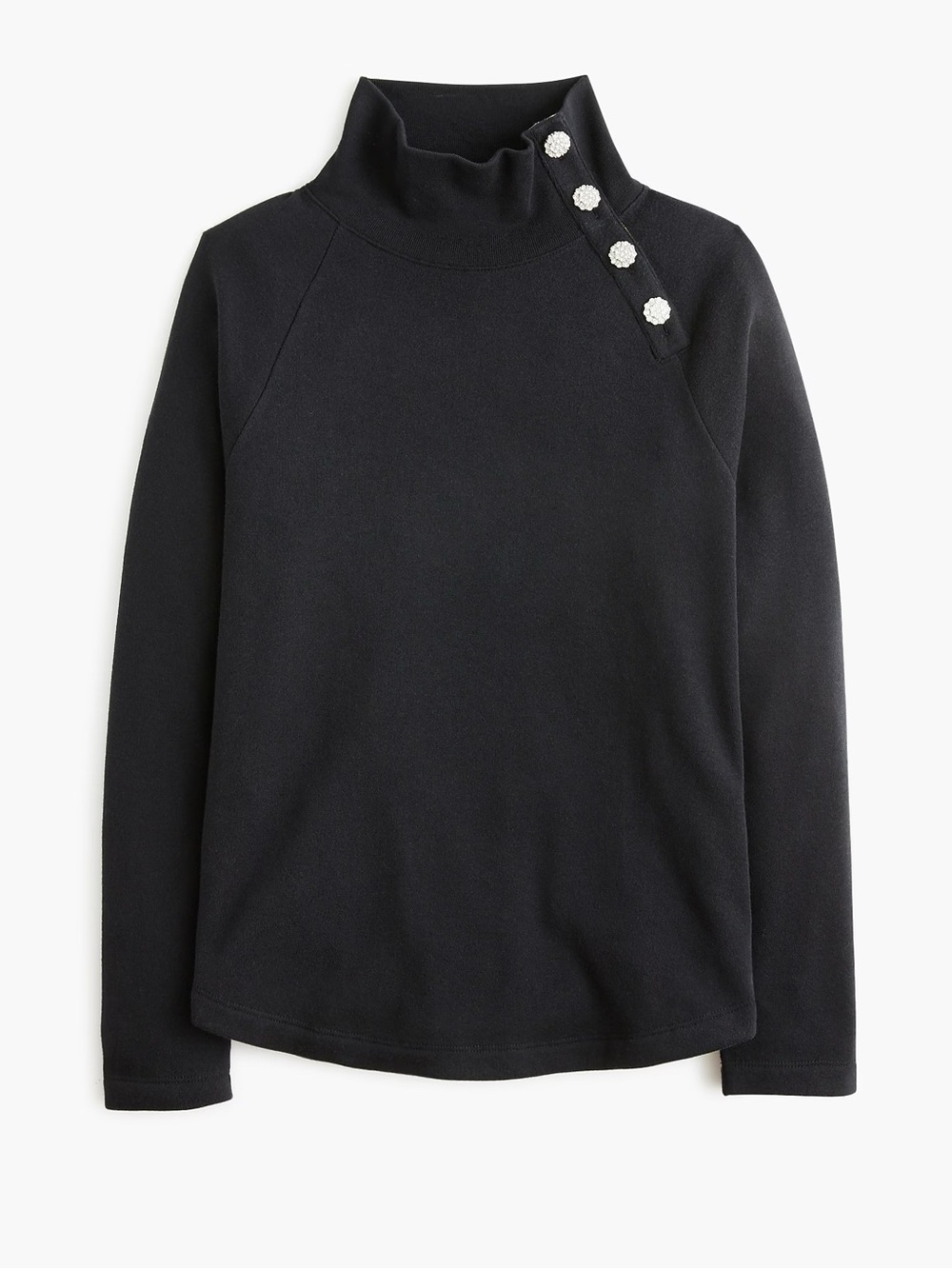 J Crew Factory Jewel-button mockneck pullover black Size XL NWT